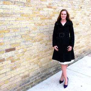 Zara black wool trench XS